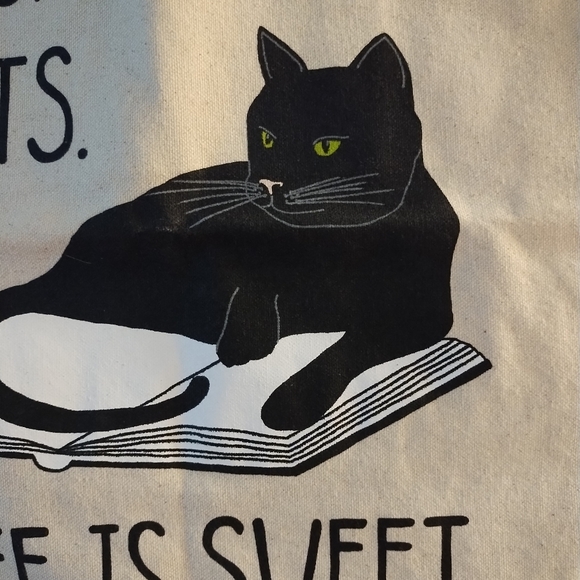 NWT OUT OF PRINT Cats Bookstores Canvas Cotton Tote Bag - Picture 3 of 6